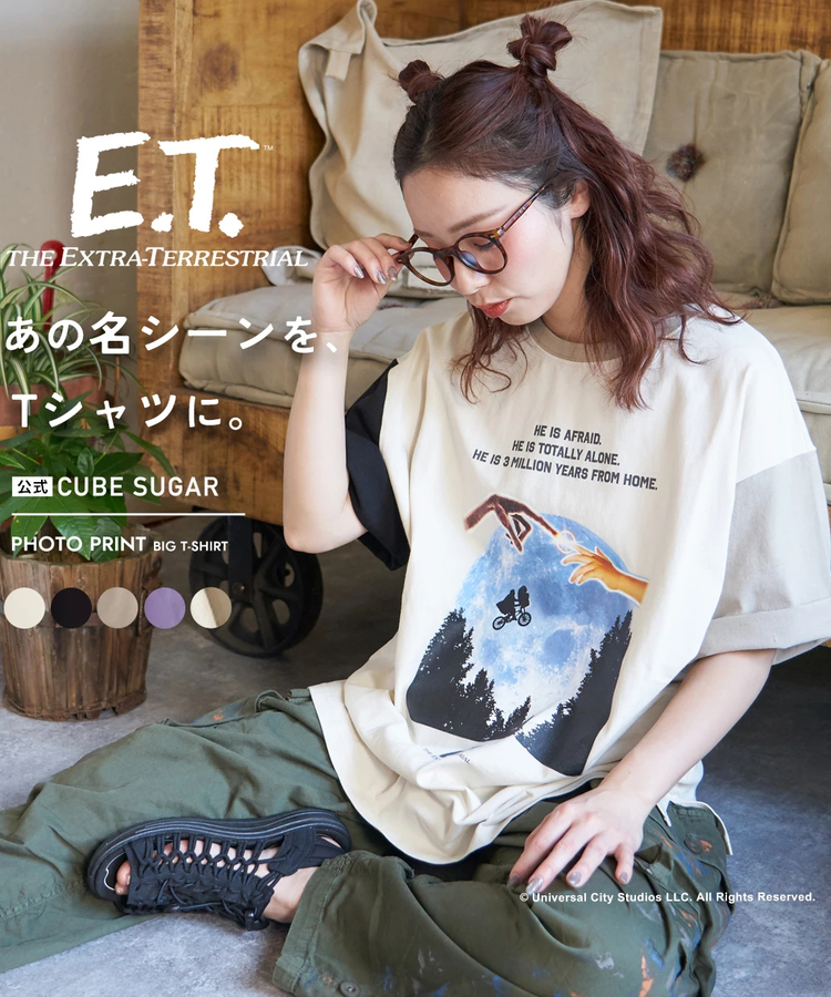 CUBE SUGAR(キューブシュガー) |21/-OE天竺 E.T. フォトプリント Tシャツ