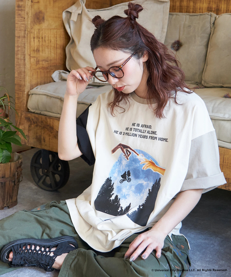 CUBE SUGAR(キューブシュガー) |21/-OE天竺 E.T. フォトプリント Tシャツ