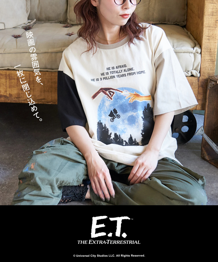 CUBE SUGAR(キューブシュガー) |21/-OE天竺 E.T. フォトプリント Tシャツ