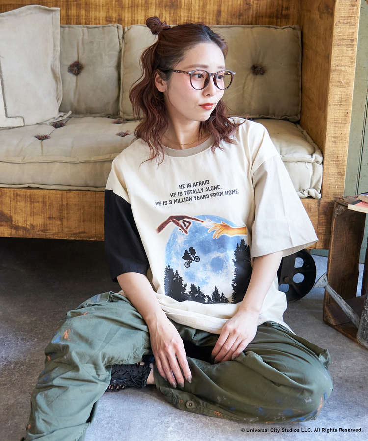 CUBE SUGAR(キューブシュガー) |21/-OE天竺 E.T. フォトプリント Tシャツ