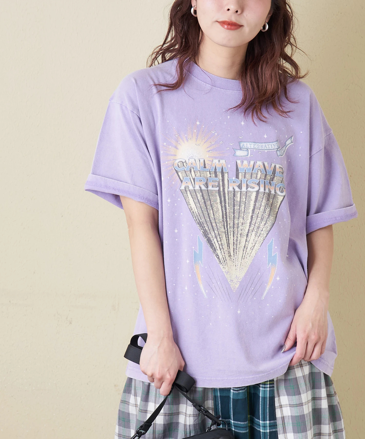 CUBE SUGAR(キューブシュガー) |【春新作】21/-OE天竺 パウダー加工 ツアーTシャツ