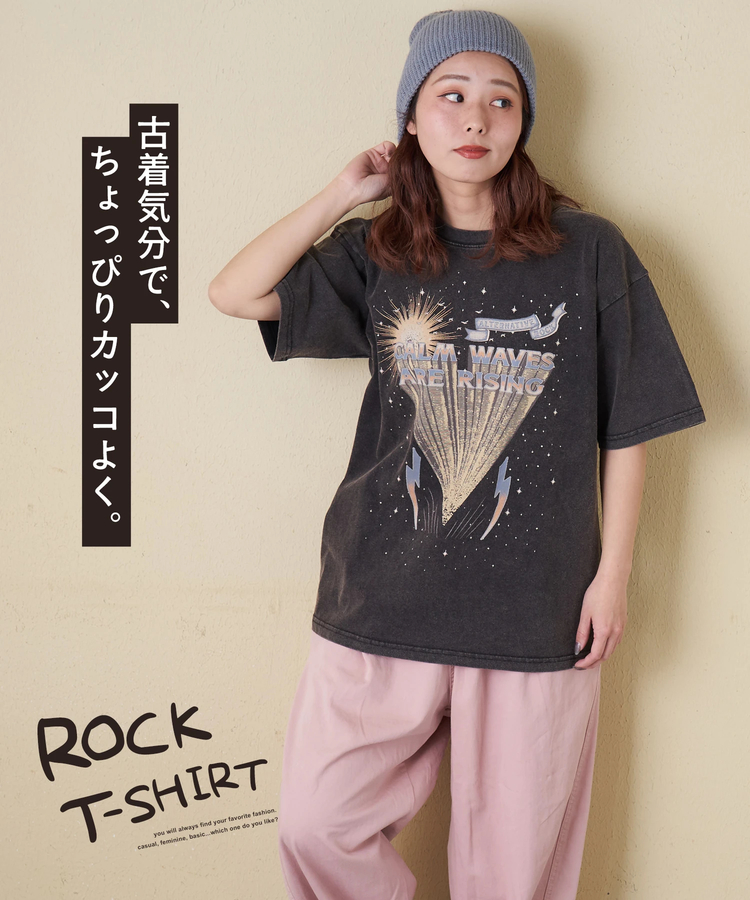 CUBE SUGAR(キューブシュガー) |【春新作】21/-OE天竺 パウダー加工 ツアーTシャツ