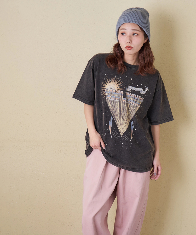 CUBE SUGAR(キューブシュガー) |【春新作】21/-OE天竺 パウダー加工 ツアーTシャツ