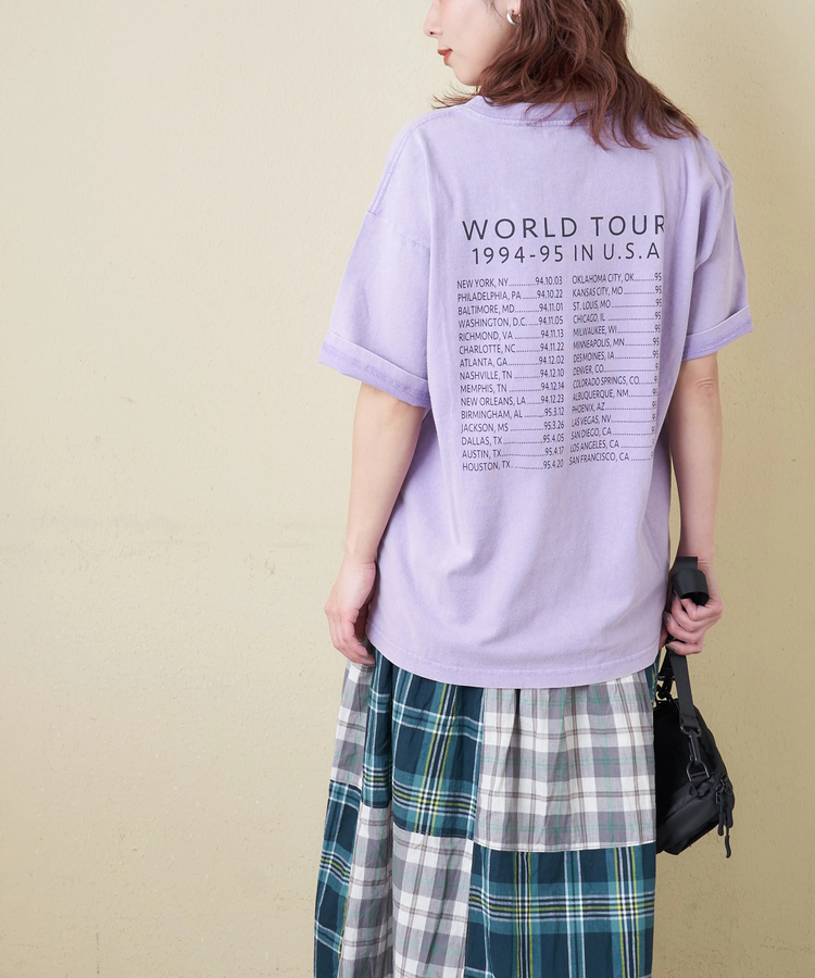 CUBE SUGAR(キューブシュガー) |【春新作】21/-OE天竺 パウダー加工 ツアーTシャツ