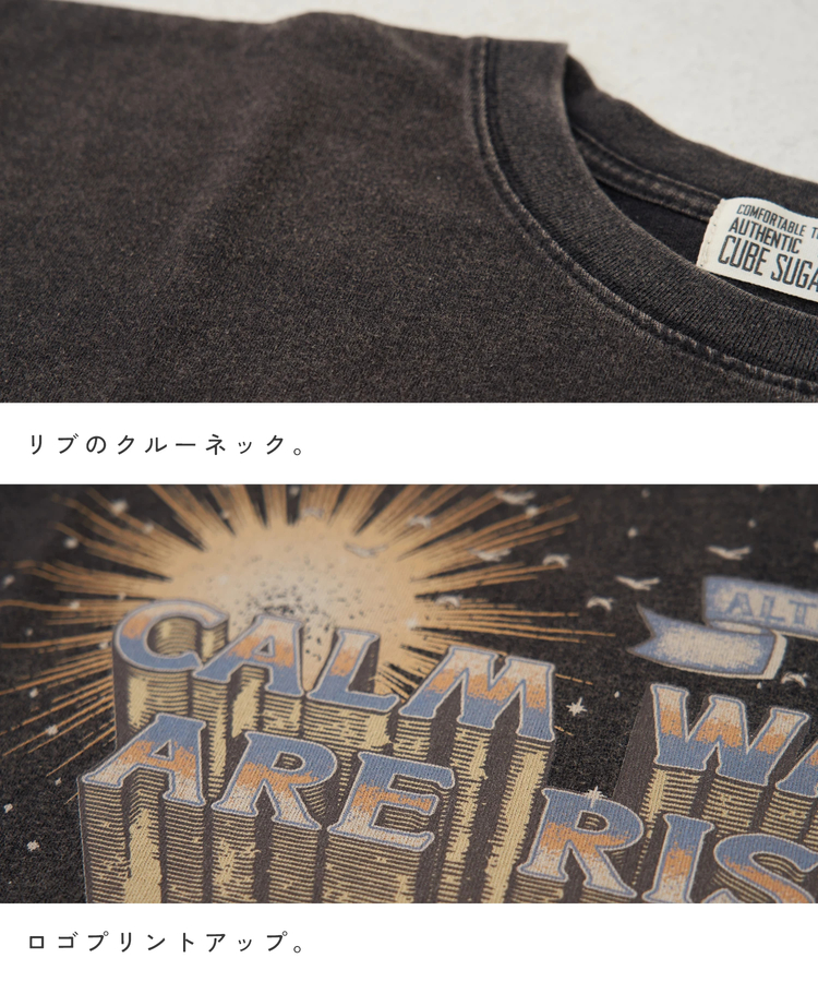 CUBE SUGAR(キューブシュガー) |【春新作】21/-OE天竺 パウダー加工 ツアーTシャツ