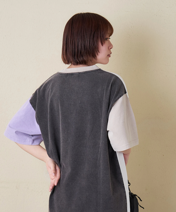 CUBE SUGAR(キューブシュガー) |【春新作】21/-OE天竺 パウダー加工 衿刺繍 Tシャツ