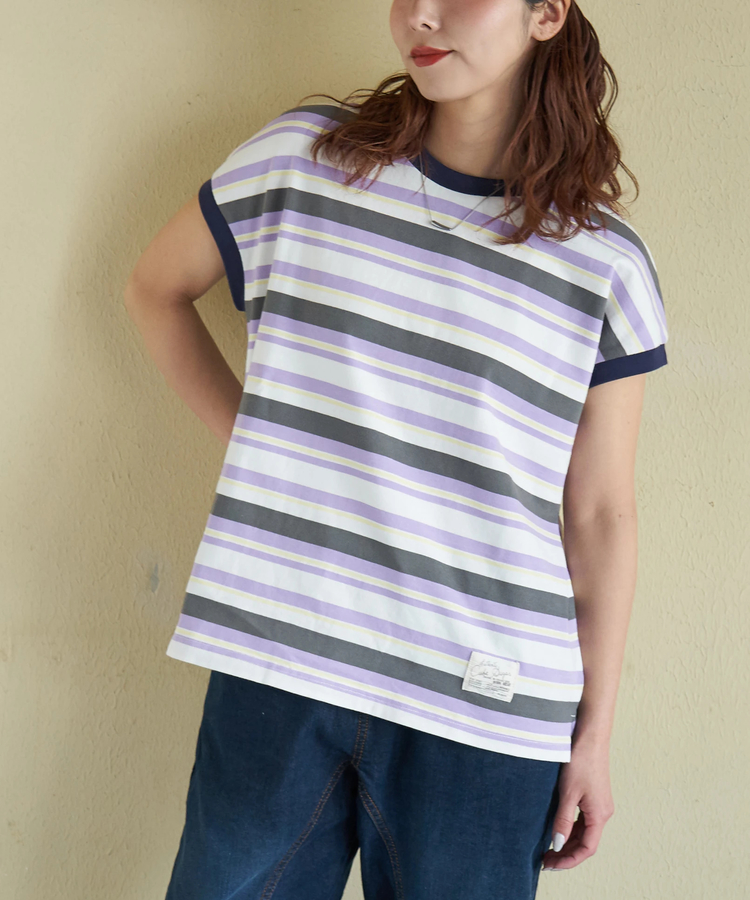 CUBE SUGAR(キューブシュガー) |【春新作】レトロボーダー 汗染み軽減 ノースリーブ プルオーバー