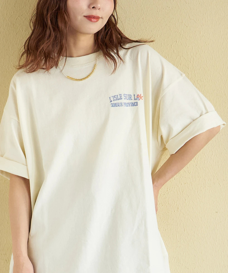 CUBE SUGAR(キューブシュガー) |【春新作】21/-OE天竺 汗染み防止加工 フラワープリント ＆ 刺繍 Tシャツ