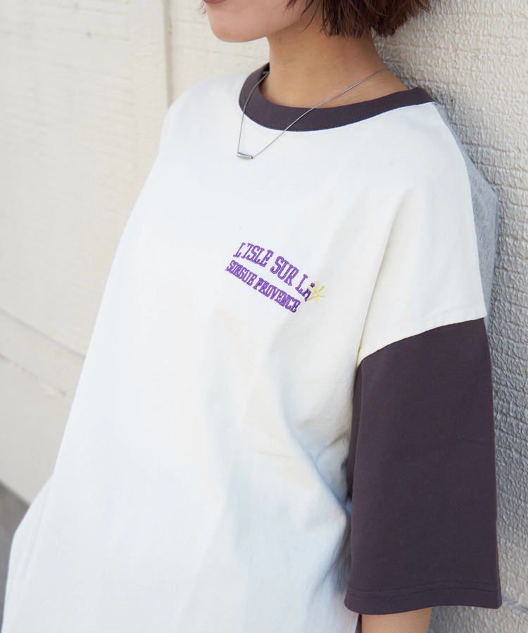 CUBE SUGAR(キューブシュガー) |【春新作】21/-OE天竺 汗染み防止加工 フラワープリント ＆ 刺繍 Tシャツ