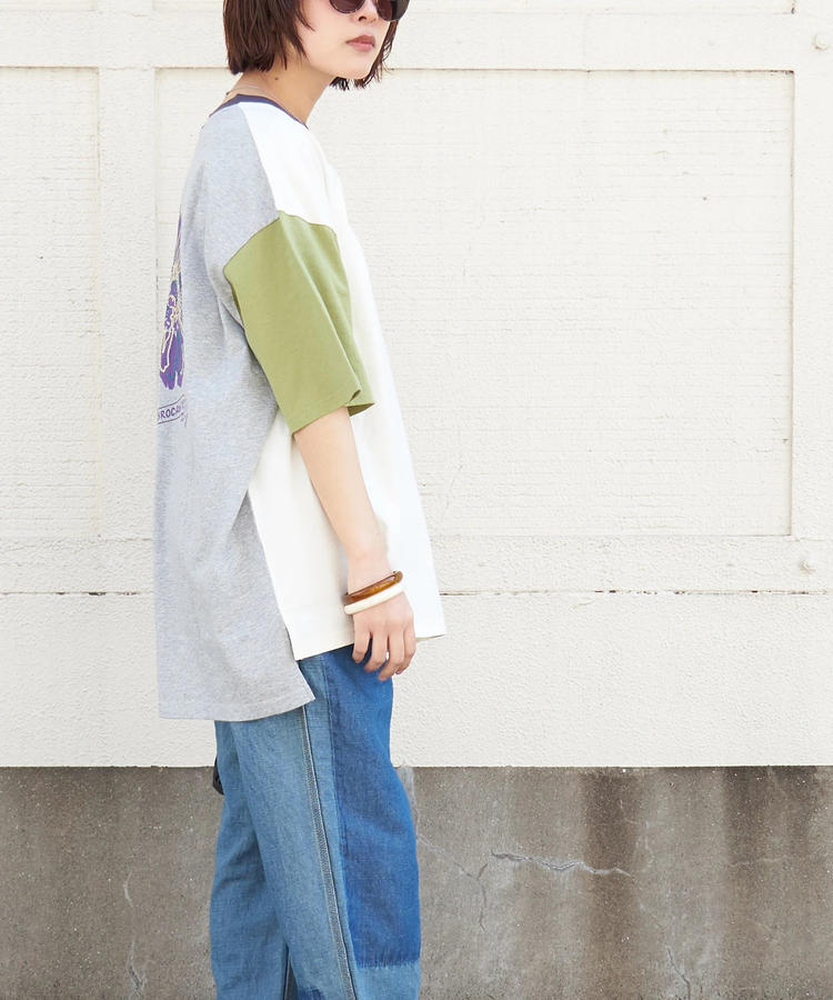 CUBE SUGAR(キューブシュガー) |【春新作】21/-OE天竺 汗染み防止加工 フラワープリント ＆ 刺繍 Tシャツ