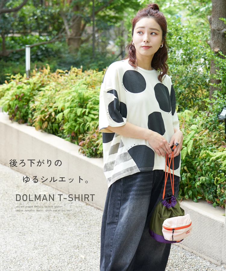 CUBE SUGAR(キューブシュガー) |【春夏新作】21/-OE天竺 ドット / ボーダー プリント 汗染み防止加工 Tシャツ