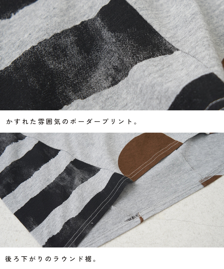 CUBE SUGAR(キューブシュガー) |【春夏新作】21/-OE天竺 ドット / ボーダー プリント 汗染み防止加工 Tシャツ