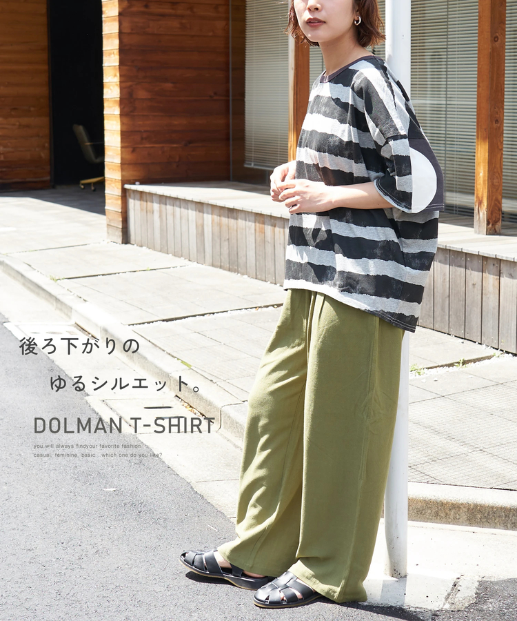 CUBE SUGAR(キューブシュガー) |【春夏新作】21/-OE天竺 ボーダー / ドット プリント 汗染み防止加工 Tシャツ