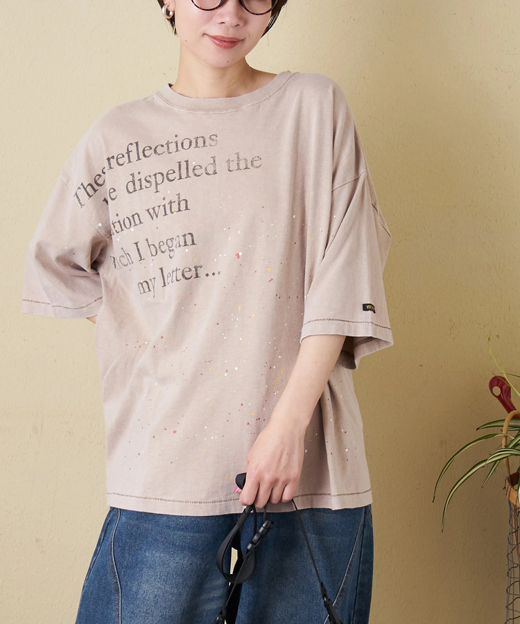 CUBE SUGAR(キューブシュガー) |【春新作】18/-トンプキン天竺 ケミカル加工 ペンキ飛ばし プリント Tシャツ