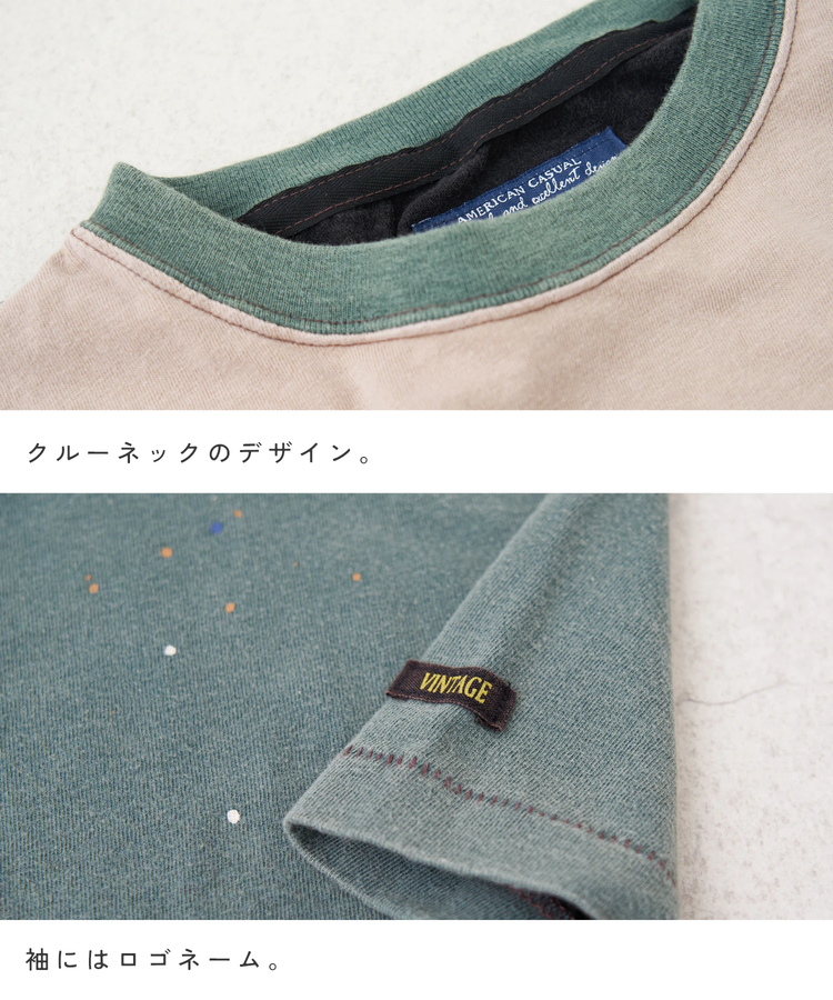 CUBE SUGAR(キューブシュガー) |【春新作】18/-トンプキン天竺 ケミカル加工 ペンキ飛ばし プリント Tシャツ