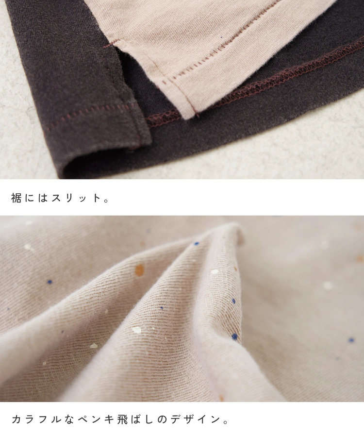 CUBE SUGAR(キューブシュガー) |【春新作】18/-トンプキン天竺 ケミカル加工 ペンキ飛ばし プリント Tシャツ