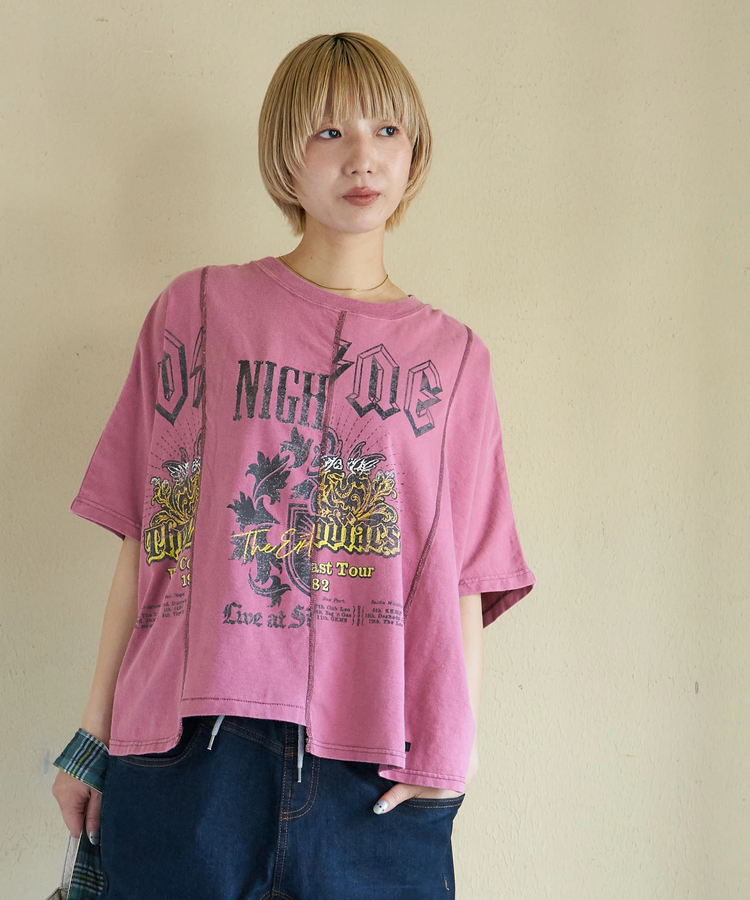 CUBE SUGAR(キューブシュガー) |【春新作】18/-トンプキン天竺 ケミカル加工 リメイク風 切替 ヤッコ Tシャツ