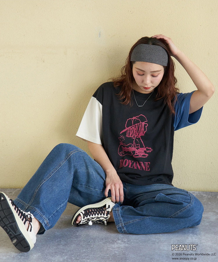 CUBE SUGAR(キューブシュガー) |【春新作】PEANUTS ( ピーナッツ ) 21/-OE天竺 Royanne プリント Tシャツ