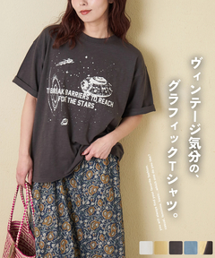【春夏新作】32/-スラブ天竺 Univers プリント Tシャツ