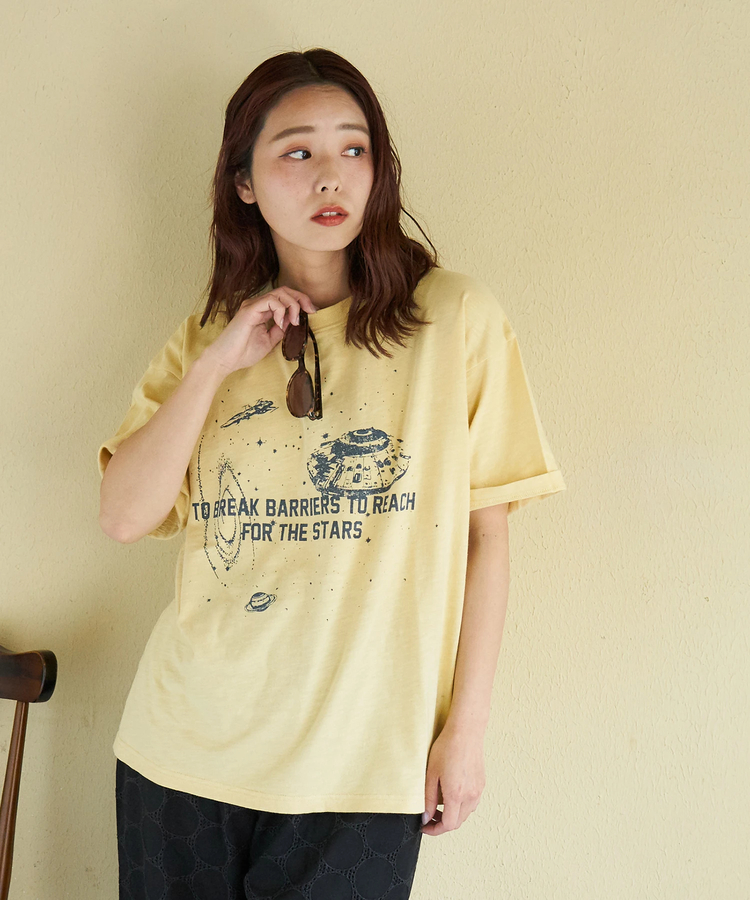 CUBE SUGAR(キューブシュガー) |【春夏新作】32/-スラブ天竺 Univers プリント Tシャツ