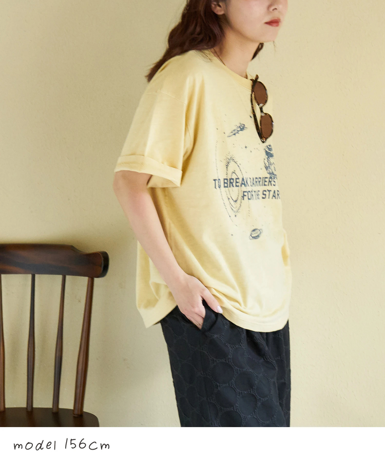 CUBE SUGAR(キューブシュガー) |【春夏新作】32/-スラブ天竺 Univers プリント Tシャツ