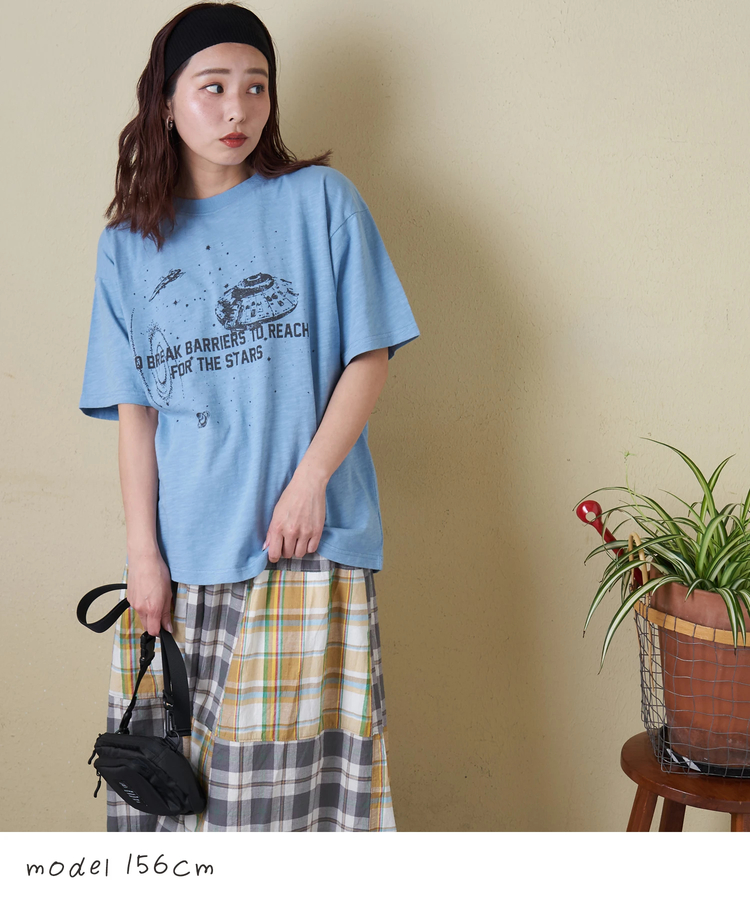 CUBE SUGAR(キューブシュガー) |【春夏新作】32/-スラブ天竺 Univers プリント Tシャツ