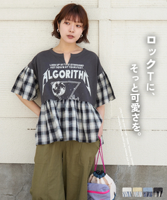 【春夏新作】32/-スラブ天竺 リメイク風 切替 プルオーバー Tシャツ