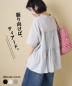 【春新作】布帛切替 バックギャザー プルオーバー Tシャツ