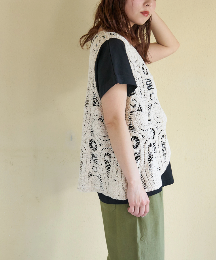 CUBE SUGAR(キューブシュガー) |【春新作】レース Vネック ベスト
