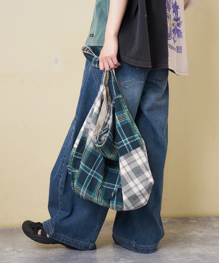 CUBE SUGAR(キューブシュガー) |【春新作】インド 先染め チェック 切替 バッグ
