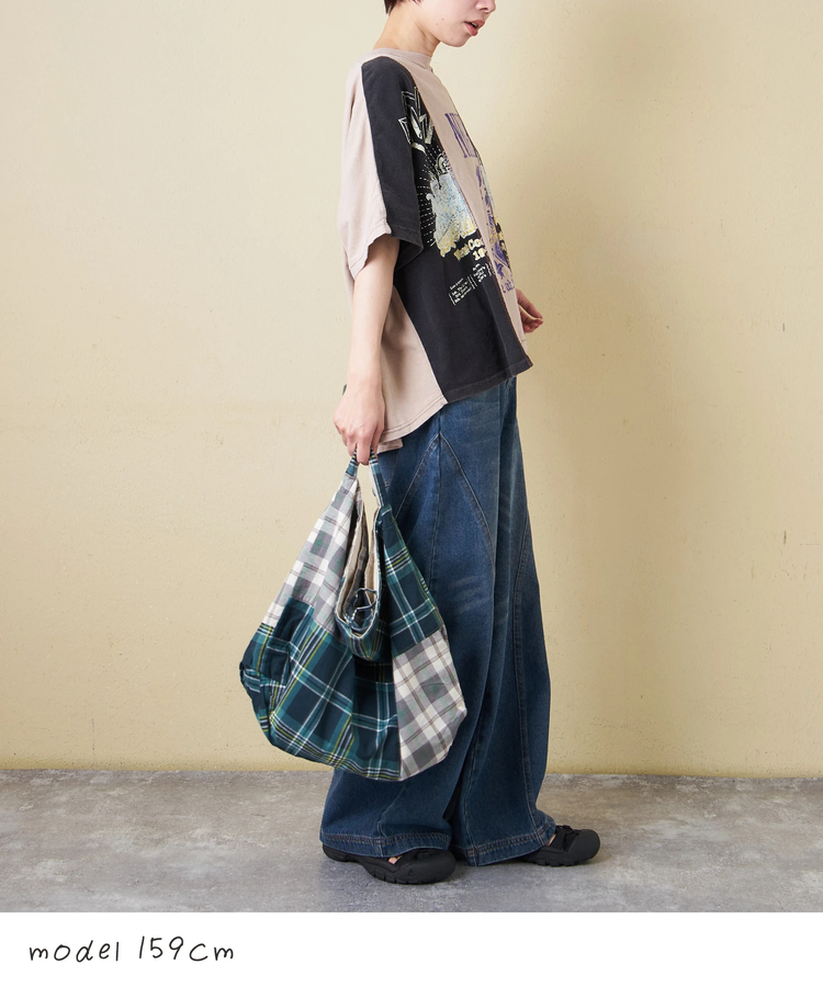 CUBE SUGAR(キューブシュガー) |【春新作】インド 先染め チェック 切替 バッグ