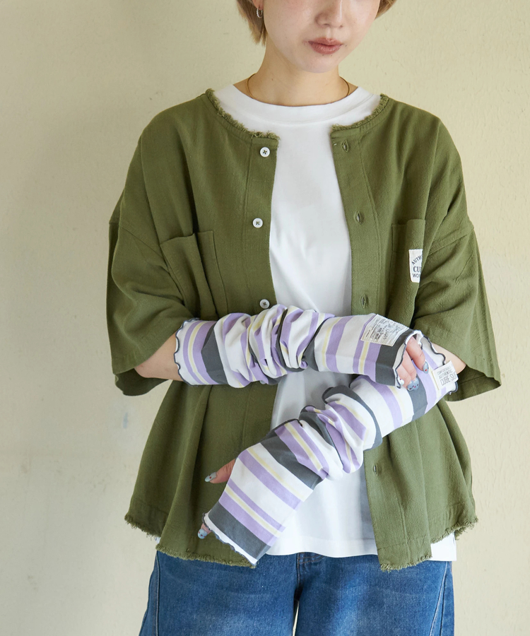 CUBE SUGAR(キューブシュガー) |【春新作】レトロボーダー 汗染み軽減 アームカバー
