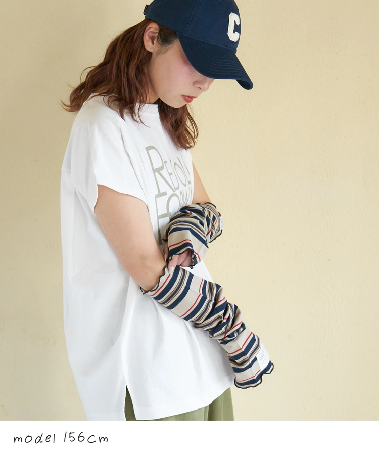 CUBE SUGAR(キューブシュガー) |【春新作】レトロボーダー 汗染み軽減 アームカバー