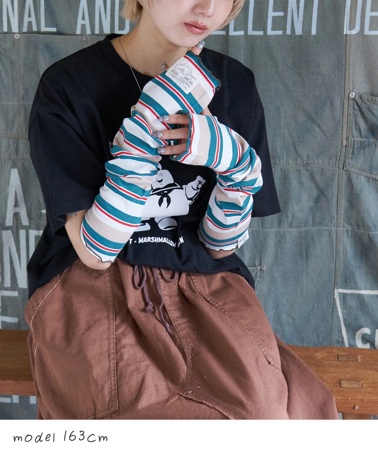 CUBE SUGAR(キューブシュガー) |【春新作】レトロボーダー 汗染み軽減 アームカバー