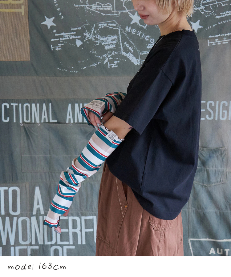 CUBE SUGAR(キューブシュガー) |【春新作】レトロボーダー 汗染み軽減 アームカバー