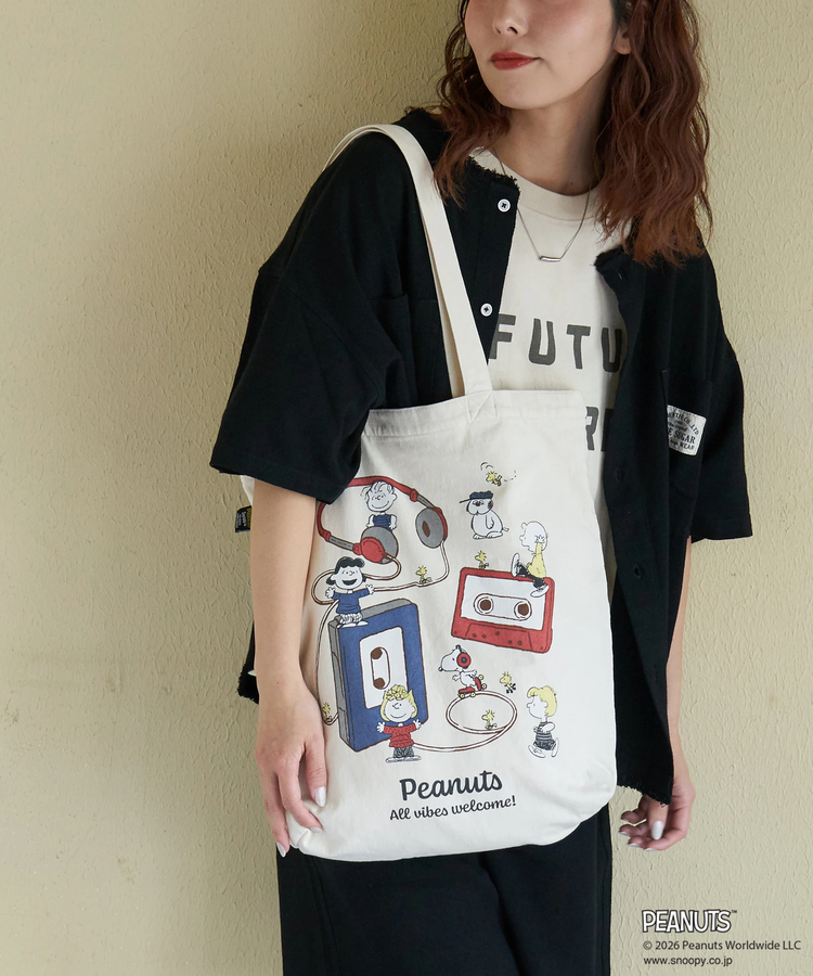 CUBE SUGAR(キューブシュガー) |【春新作】PEANUTS ( ピーナッツ ) 21/-OE天竺 ミュージック トートバッグ