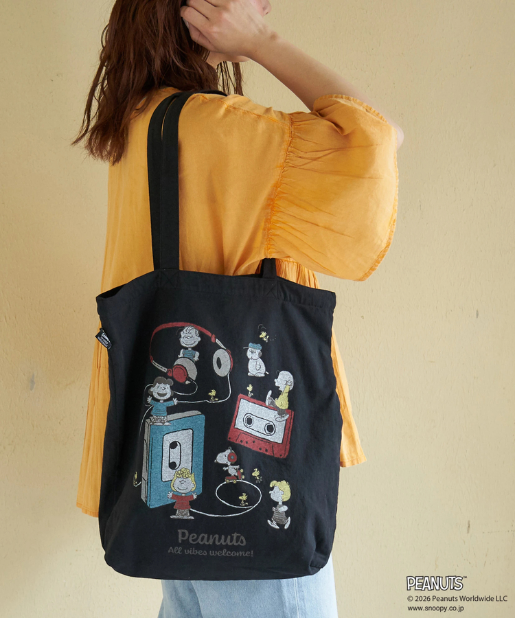 CUBE SUGAR(キューブシュガー) |【春新作】PEANUTS ( ピーナッツ ) 21/-OE天竺 ミュージック トートバッグ