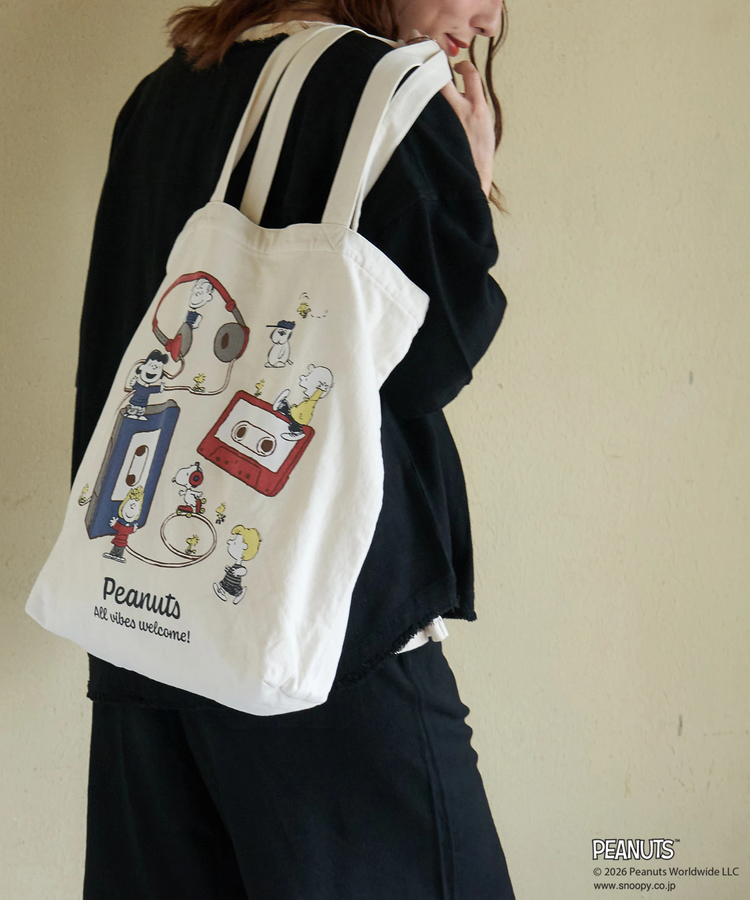 CUBE SUGAR(キューブシュガー) |【春新作】PEANUTS ( ピーナッツ ) 21/-OE天竺 ミュージック トートバッグ