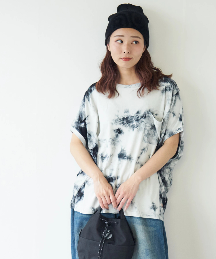 CUBE SUGAR(キューブシュガー) |【春夏新作】タイダイ リブ ポケ付 切替 プルオーバー Tシャツ