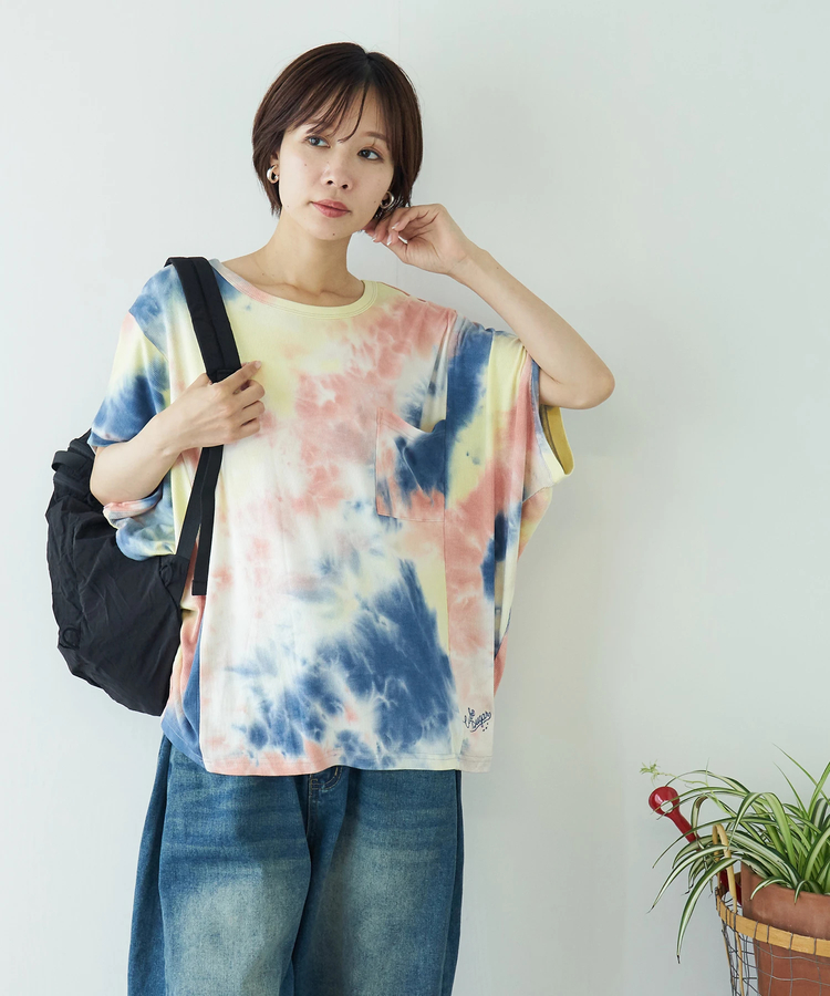 CUBE SUGAR(キューブシュガー) |【春夏新作】タイダイ リブ ポケ付 切替 プルオーバー Tシャツ