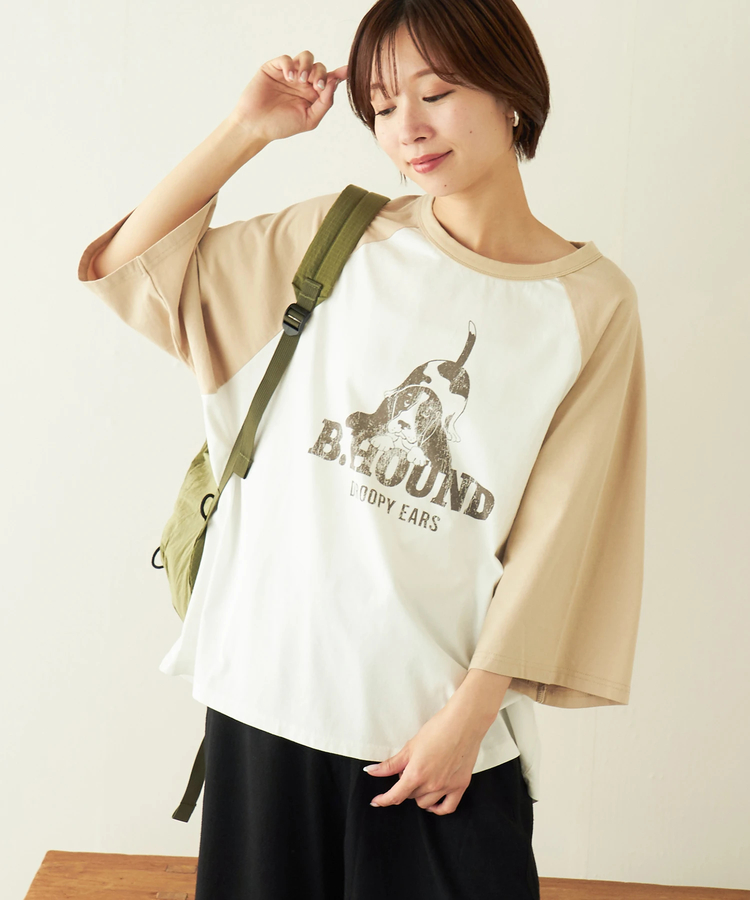 CUBE SUGAR(キューブシュガー) |【春夏新作】26/-天竺 アニマル プリント ラグランスリーブ Tシャツ