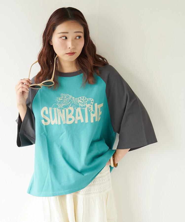 CUBE SUGAR(キューブシュガー) |【春夏新作】26/-天竺 アニマル プリント ラグランスリーブ Tシャツ