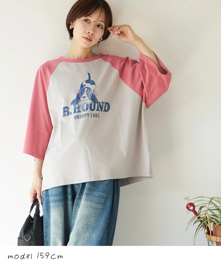 CUBE SUGAR(キューブシュガー) |【春夏新作】26/-天竺 アニマル プリント ラグランスリーブ Tシャツ