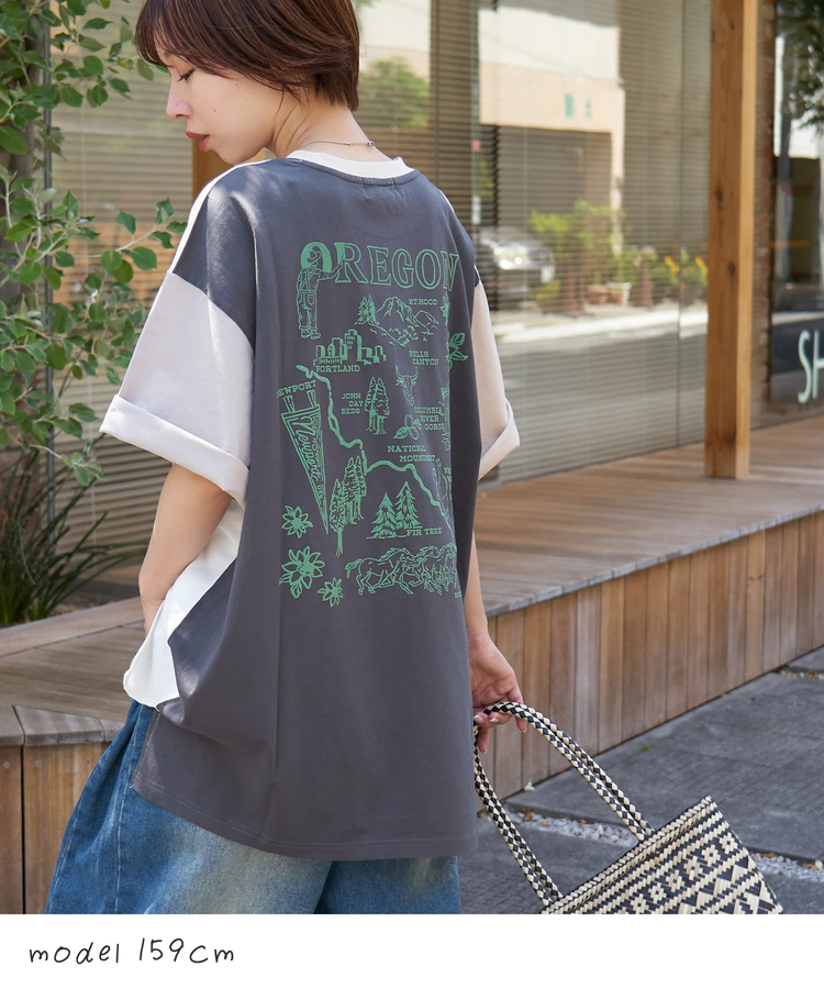 CUBE SUGAR(キューブシュガー) |【春夏新作】26/-天竺 発泡プリント ビッグTシャツ