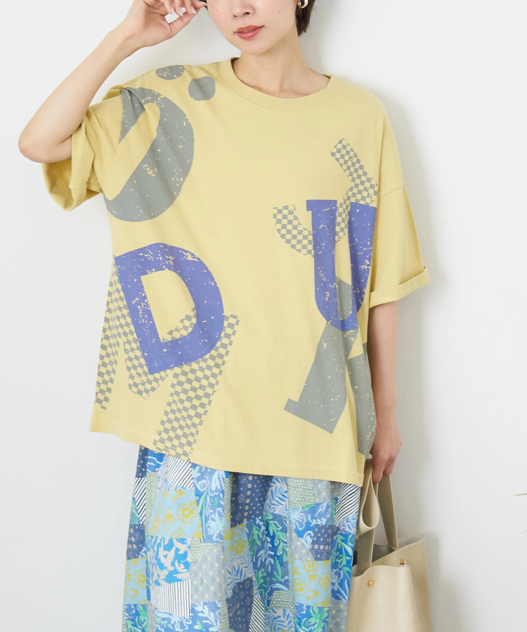 CUBE SUGAR(キューブシュガー) |【春夏新作】21/-OE天竺 ランダム ロゴ プリント Tシャツ