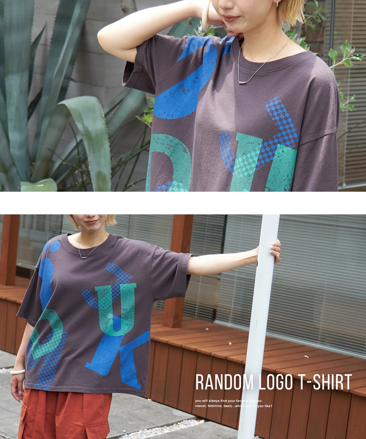 CUBE SUGAR(キューブシュガー) |【春夏新作】21/-OE天竺 ランダム ロゴ プリント Tシャツ