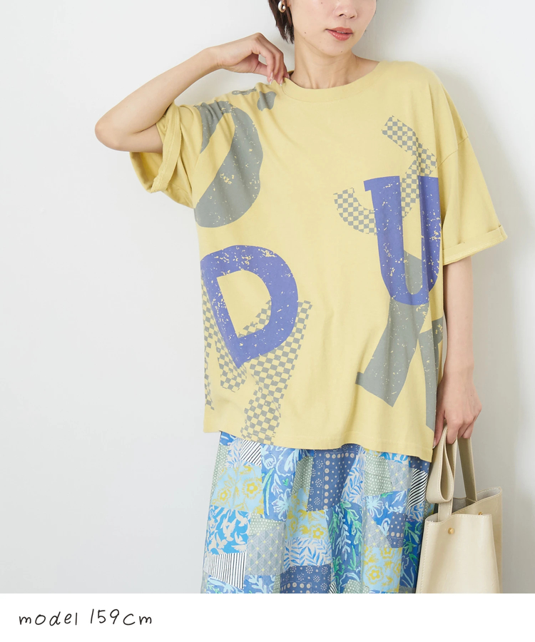 CUBE SUGAR(キューブシュガー) |【春夏新作】21/-OE天竺 ランダム ロゴ プリント Tシャツ