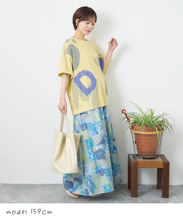CUBE SUGAR(キューブシュガー) |【春夏新作】21/-OE天竺 ランダム ロゴ プリント Tシャツ