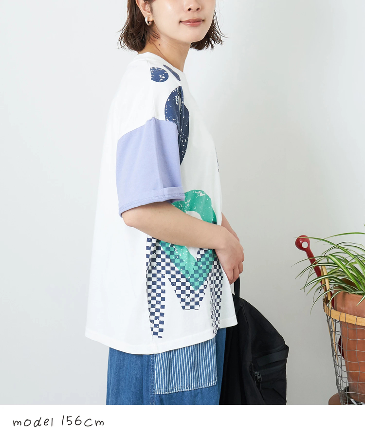 CUBE SUGAR(キューブシュガー) |【春夏新作】21/-OE天竺 ランダム ロゴ プリント Tシャツ