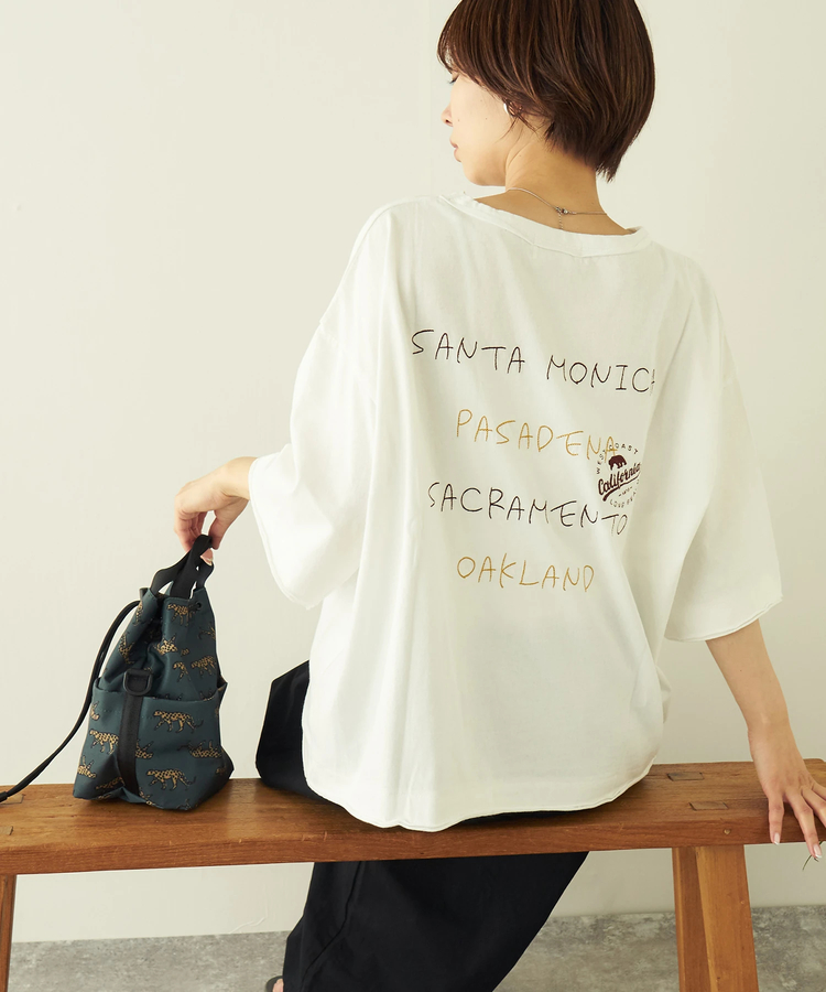 CUBE SUGAR(キューブシュガー) |【春夏新作】21/-OE天竺 バッグ 刺繍 ポケット Tシャツ